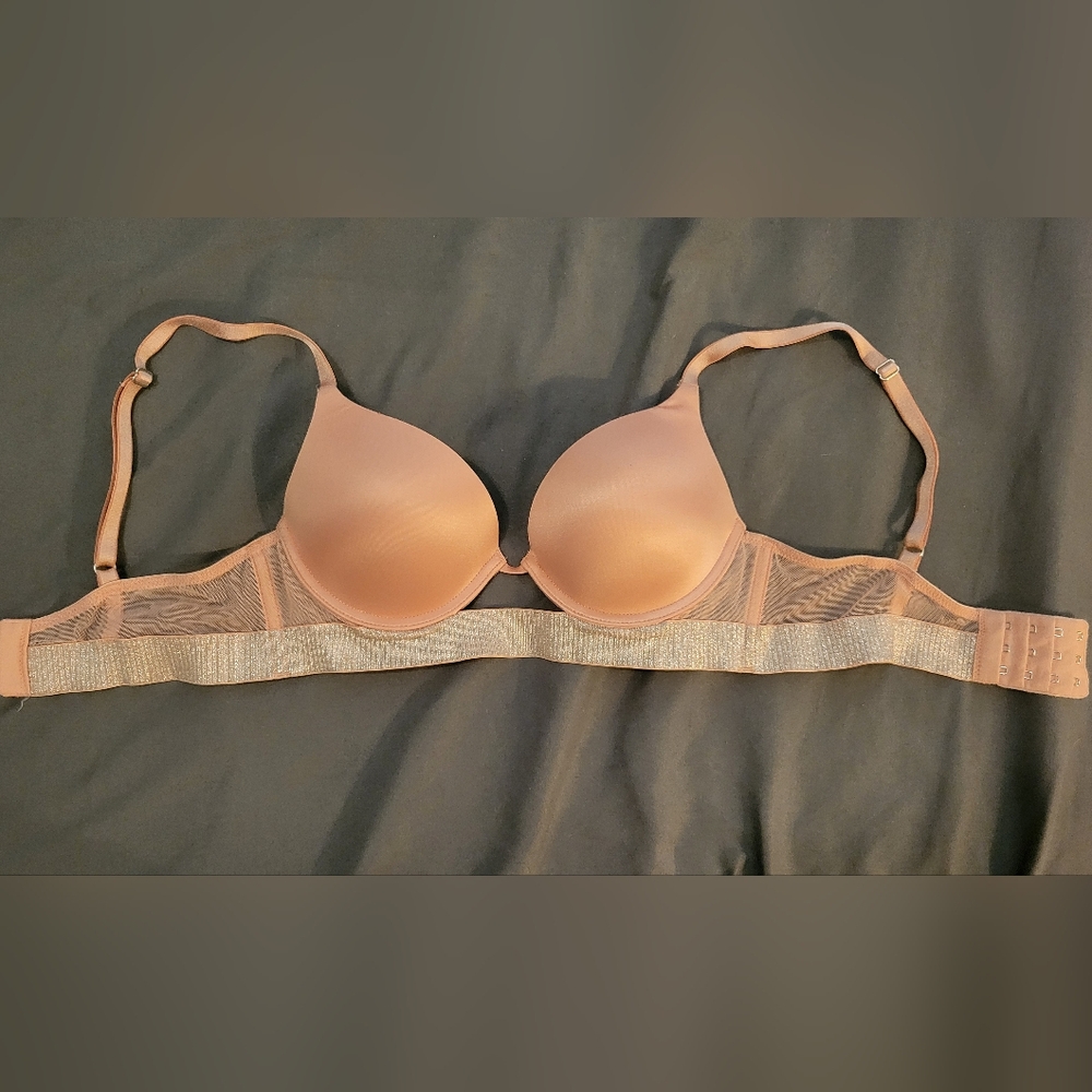 VS pink and silver push-up bra